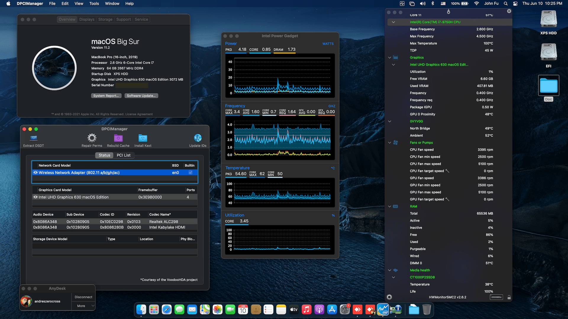 Success Hackintosh macOS Big Sur 11.2 Build 20D64 in Dell XPS 15 7590